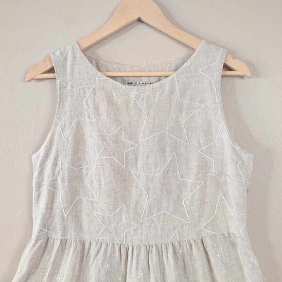 Daniel & Mayer 100% linen dress with embroidered stars (S) (Made in‎ Italy) - Picture 3 of 12